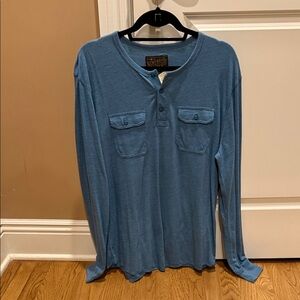 Lucky Brand Blue Long Sleeve Henley Shirt